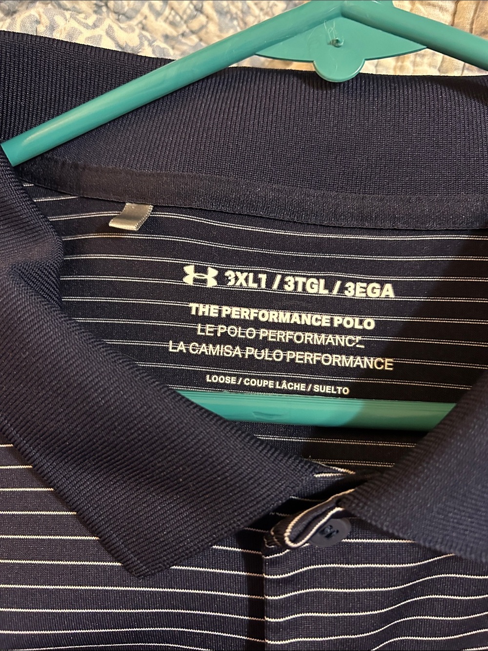 Under Armour Navy and White Striped Performance Polo - Picture 5 of 6
